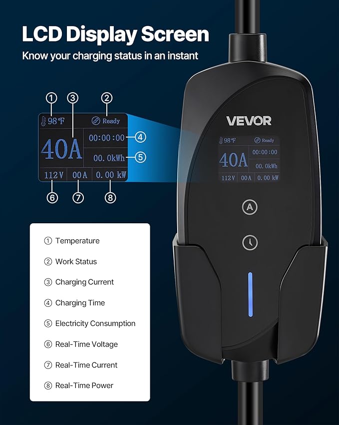 VEVOR Level 2 Tesla Charger, 40 Amp Adjustable Current, 240V Portable Home - Image 5