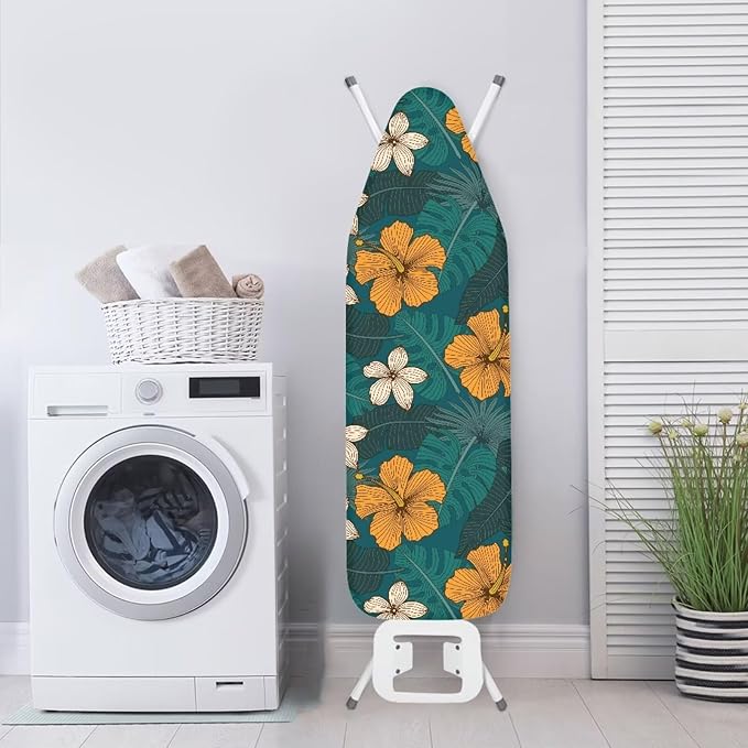 ZCFYGDX Hawaiian Flower Leaf Print Ironing Board Cover Small, Elastic Edges - Image 3