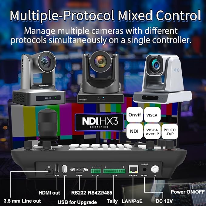 Zowietek PTZ Controller 7D Joystick Keyboard, HDMI Output, Automatic Camera - Image 7