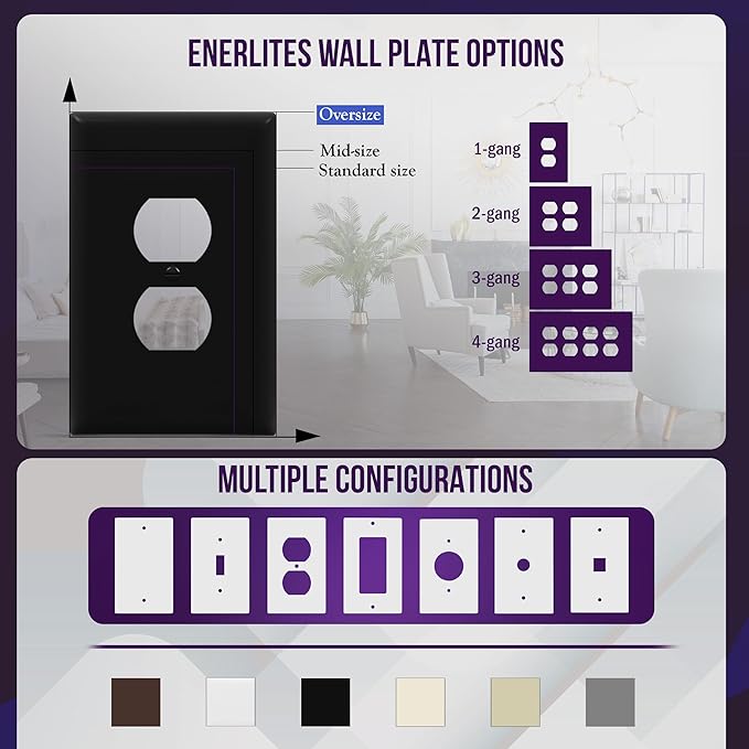 ENERLITES Duplex Receptacle Outlet Wall Plate, Jumbo Electrical Outlet Cover - Image 5