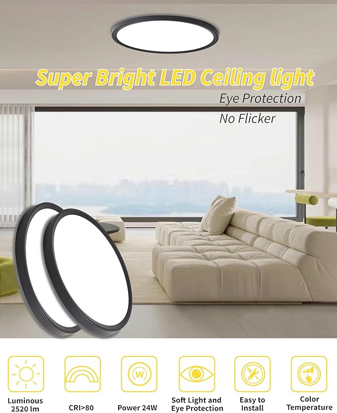 4Pack 12 Inch Dimmable Led Flush Mount Ceiling Light Fixture, 5CCT Selectable - Image 3