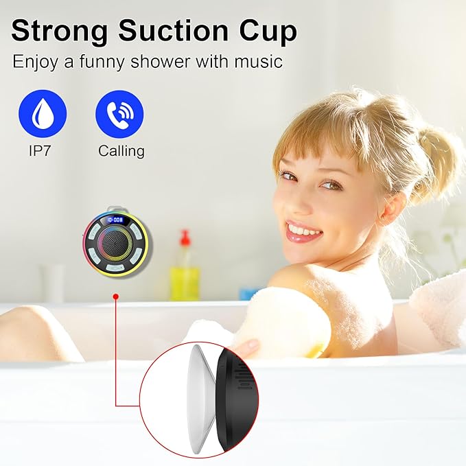 IPX7 Waterproof Shower Bluetooth Speaker, Portable Small Speaker - Image 2