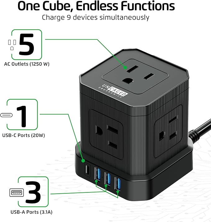 Cube Power Strips with Surge Protection, 10ft Extension Cord with Multiple - Image 5