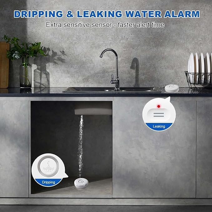 Water Leak Detectors for Home, 120dB Adjustable Water Leak Alarm for WiFi - Image 4