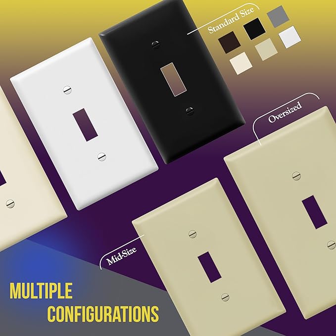 ENERLITES Toggle Light Switch Wall Plate, Gloss Finish, Midway Size 2-Gang - Image 7