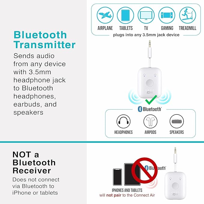 MEE Audio Connect Air in-Flight Bluetooth Wireless Audio Transmitter, - Image 4