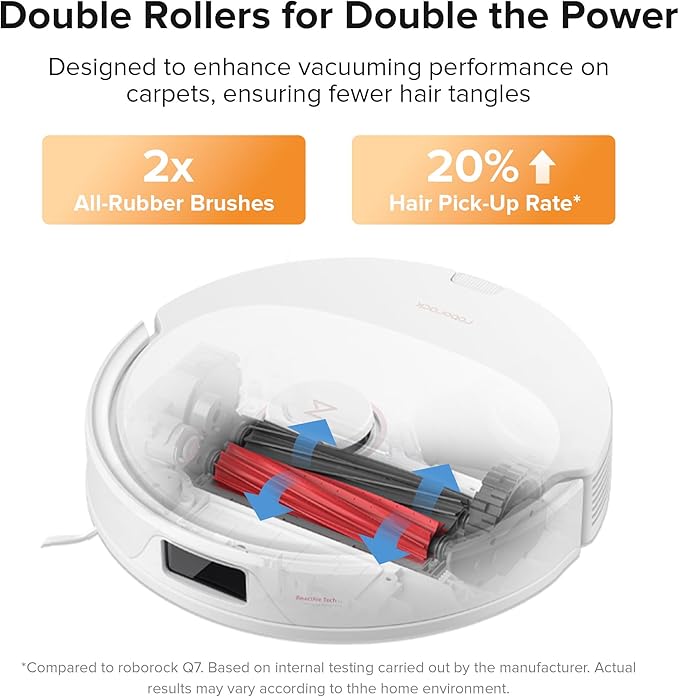 roborock Q8 Max Robot Vacuum and Mop Cleaner, DuoRoller Brush, 5500Pa Strong - Image 5