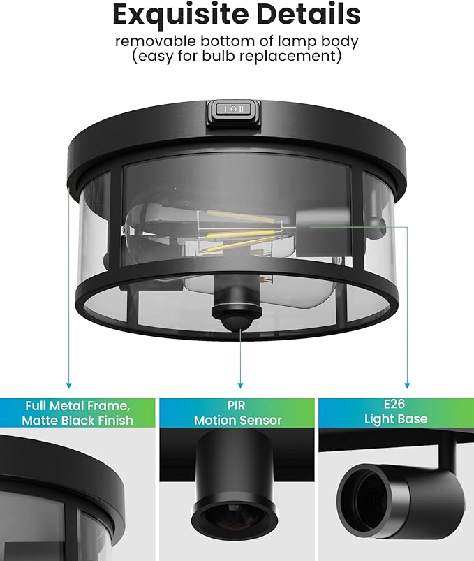 Craftersmark Outdoor Flush Mount Ceiling Light - Image 9