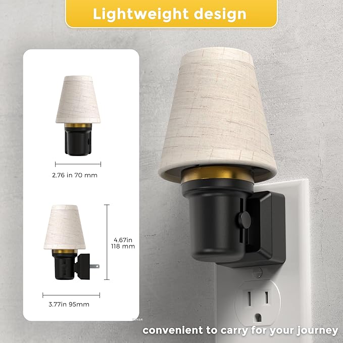 L LOHAS LED Night Lights Plug into Wall, Linen Fabric Round Platform Decor - Image 2