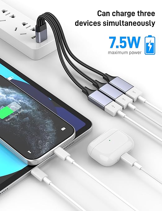 KAYQINHO USB Y Splitter 1 in 3 Out, USB Male to 3 Female Cable - Image 3