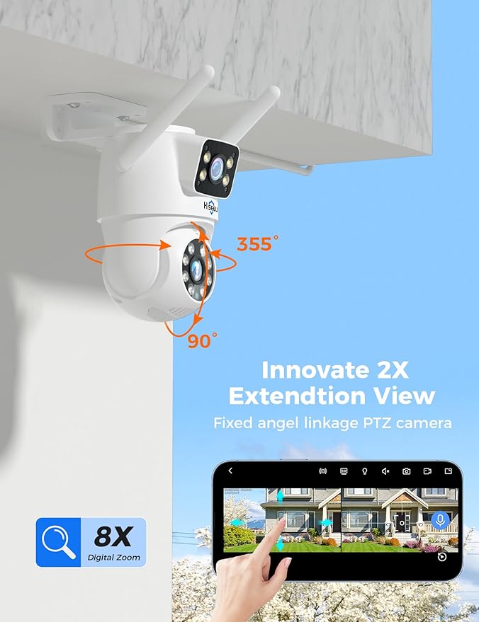 Hiseeu WiFi Security Camera Dual Lens 5G/2.4G WiFi PTZ Camera Outdoor, Power - Image 6