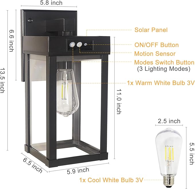 CYHKEE Solar Wall Lights Outdoor Waterproof - Image 5