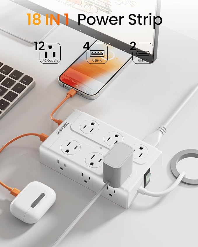 Zoxwzop Surge Protector Power Strip - Image 2