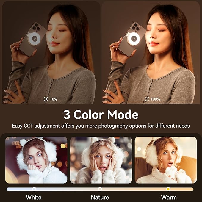 Fill Light for Magsafe LED Phone Light Attachment Selfie Ring Light Brightness - Image 2