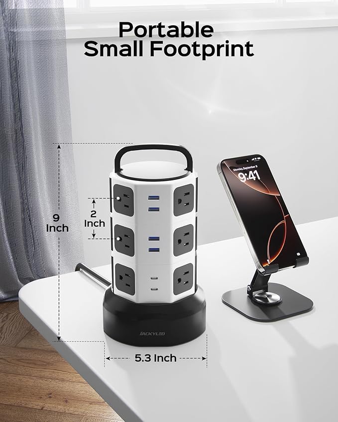 Power Strip Tower Surge Protector, JACKYLED 1625W 13A Outlet Surge Electric - Image 9