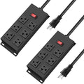 JUNNUJ 20 Amp Power Strip Heavy Duty 2 Pack, Garage 6 Outlets Metal 12 Gauge by JUNNUJHome