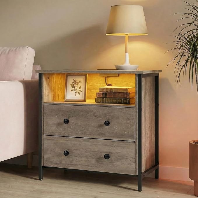 Tykacna 27 Inch Wide Night Stand, Lrage Wood Night Stand Set 2 - Image 2