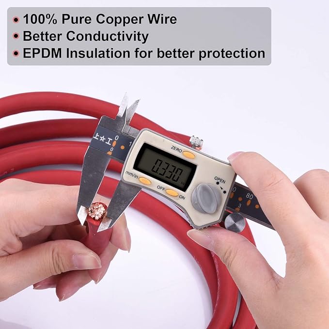 Shirbly 2 Gauge Battery Cable, 30FT Black 2 AWG Pure Copper Wire Welding Cable - Image 3