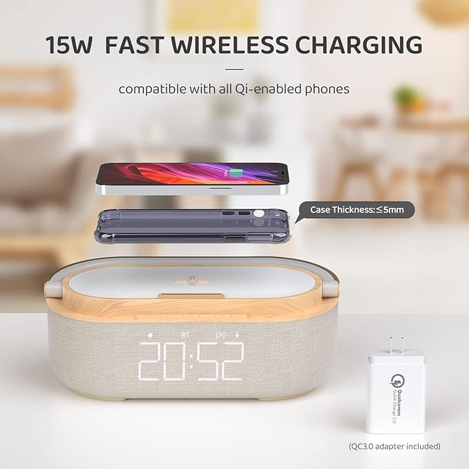 COLSUR Bluetooth Speaker Alarm Clock - Image 3