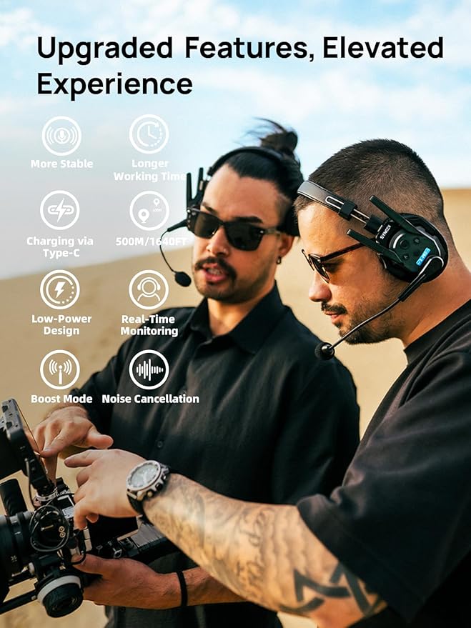 SYNCO XTALK XPRO2 Wireless Intercom Headset System, 2 Person 2.4GHz Wireless - Image 2