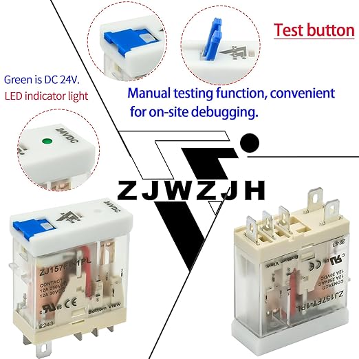 UL Listed 6 Pcs 12Amp Din Rail Relay 24V DC Relay Coil, 5 Pin SPDT 1NO 1NC - Image 2