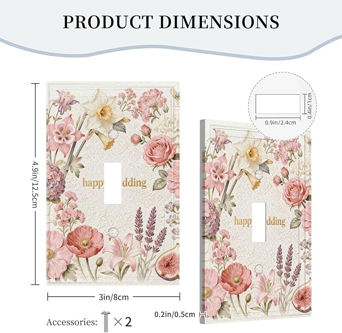 Bvtewkhz Floral Plant Watercolor Flowers 1 Gang Single Toggle Decorative Outlet - Image 5