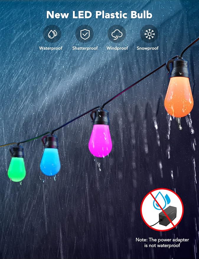 Govee Smart Outdoor String Lights H7015, 48ft RGBIC Outdoor Lights - Image 6