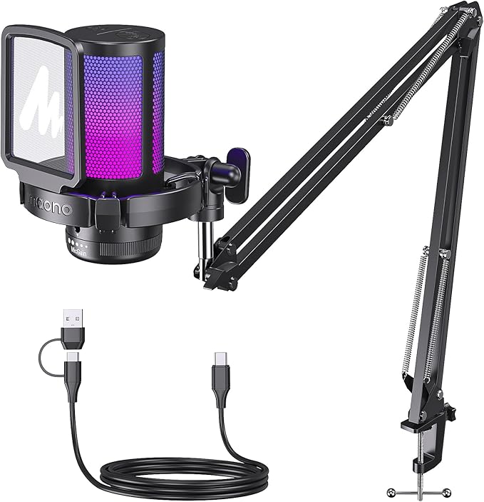 MAONO Gaming USB Microphone, Noise Cancellation Condenser Mic by MAONO