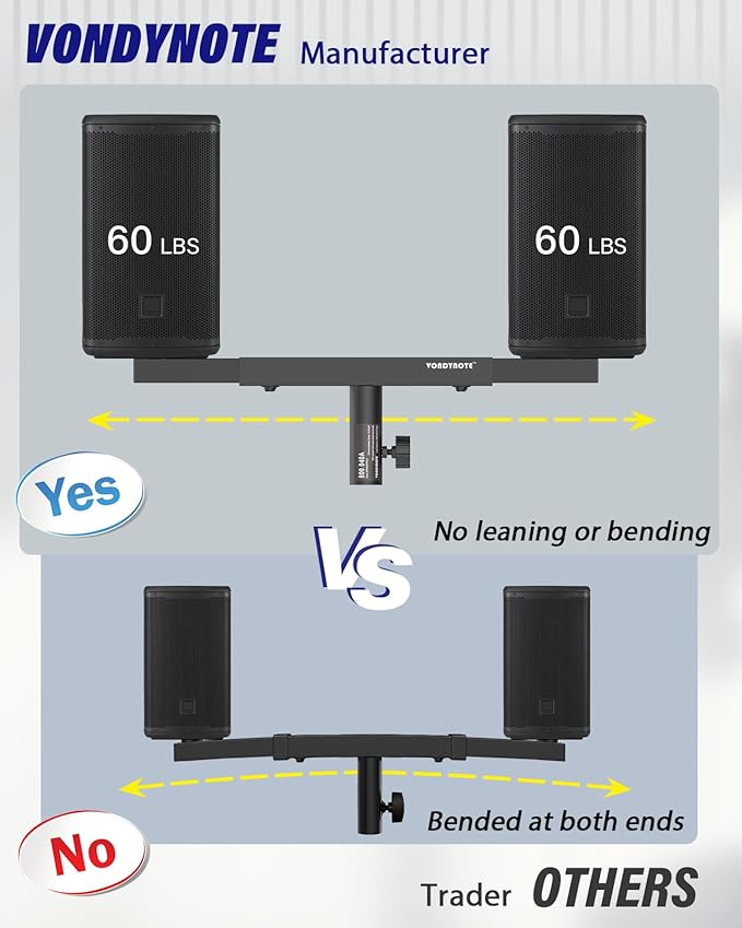 Vondynote Set of 2 Dual Speaker Mount Bar Mounting Fork Bracket Speaker Pole - Image 4
