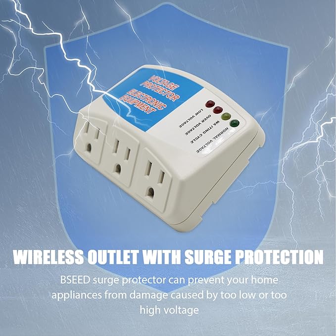 BSEED Surge Protector Power Strip Home Appliance, 3 Outlet Power Surge Protector - Image 2