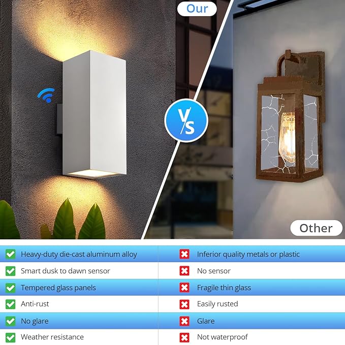 wowlite Modern Porch Lights Outdoor Wall Sconce, Aluminum Up and Down Light - Image 4