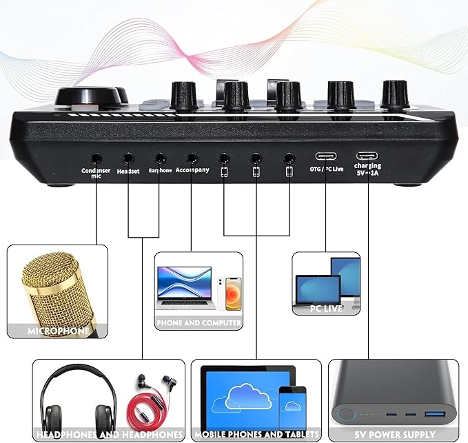 Professional Audio Mixer, SINWE Live Sound Card and Audio Interface - Image 5
