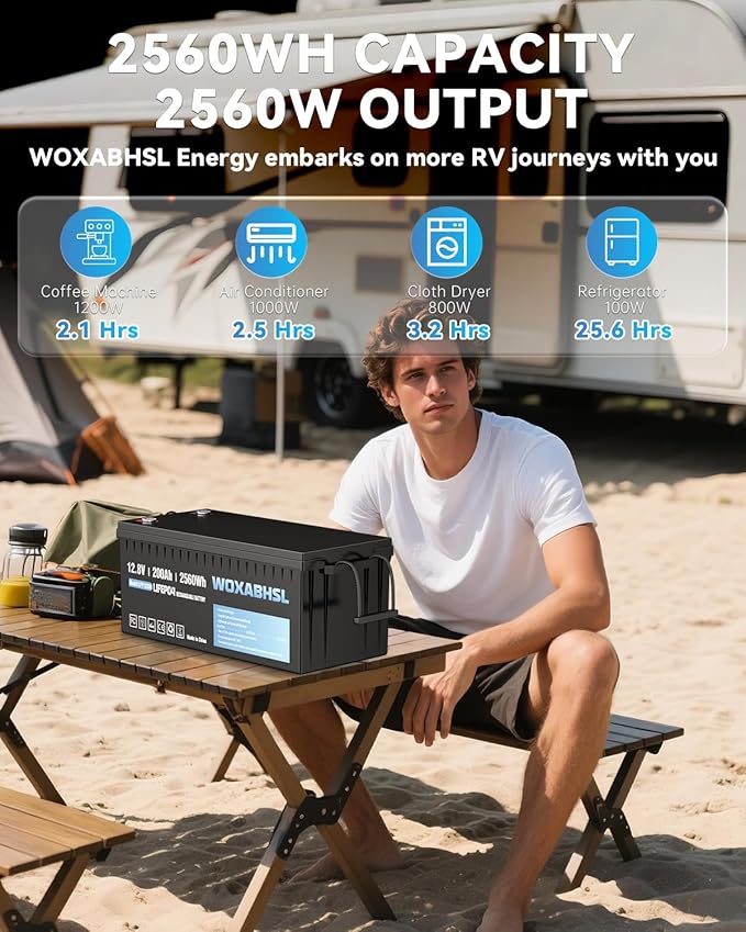 WOXABHSL 12V 200Ah LiFePO4 Lithium Battery 2 Parks, Built-in 200A BMS, 15000+ - Image 7