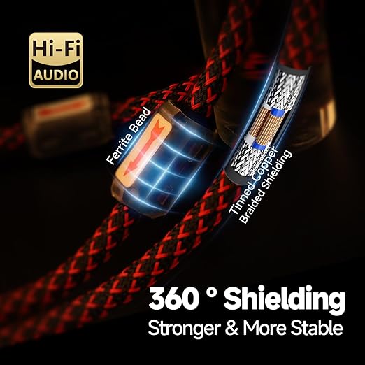 TODN RCA Cables for Audiophile 3ft HiFi Stereo Shielded RCA to RCA Audio Cable - Image 3