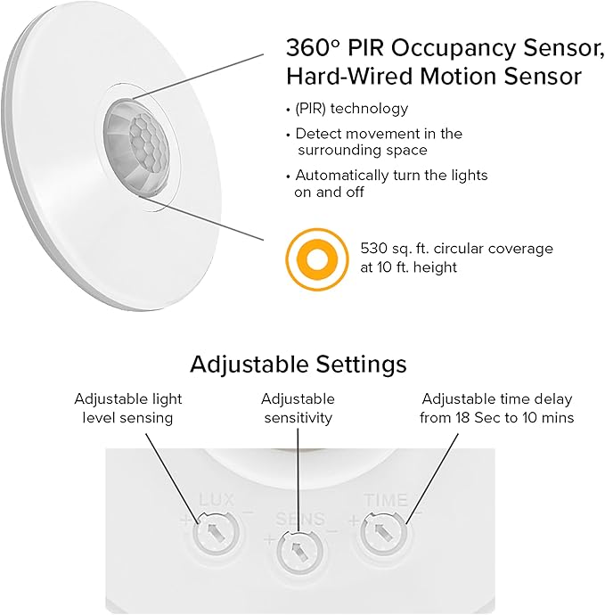 Maxxima Ceiling Mount 360 Degree PIR Occupancy Sensor - Image 6