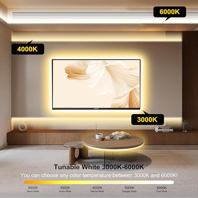 Pandery COB LED Strip Light, CCT Dimmable Strips Light, 2700K-6500K, 8mm Wide - Image 6