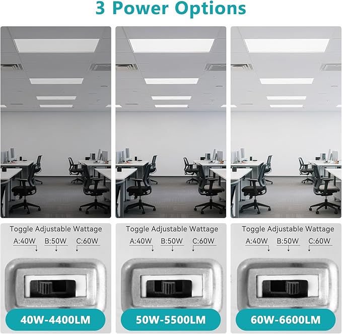 VocgoUU 2x4 LED Flat Panel Light, 24 Pack, Selectable 40W/50W/60W, - Image 3