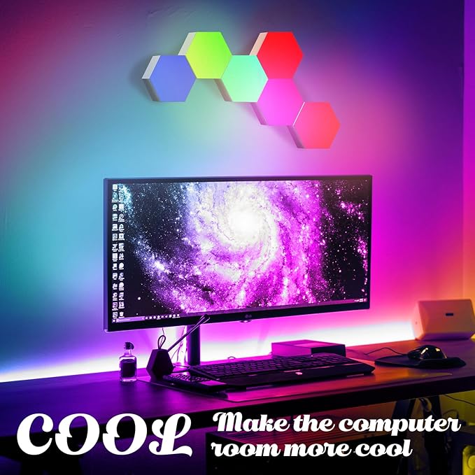 ODISTAR Remote Control Hexagon Wall Light, Smart Wall-Mounted Touch-Sensitive - Image 3