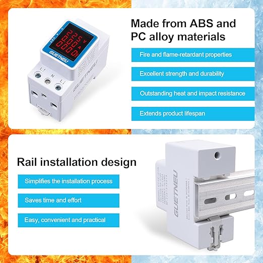 GUETNEU Digital Display Energy Meter Energy Tester Electricity Usage Monitor AC - Image 3