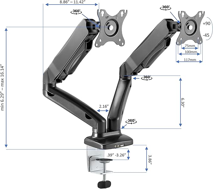 Rocelco 43" Height Adjustable Standing Desk Converter - Image 4