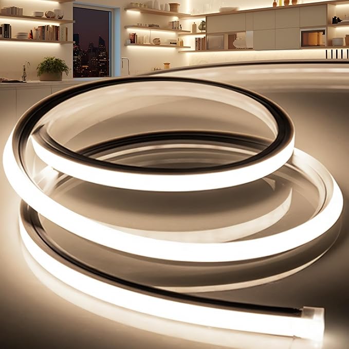 VOEWT LED Strip Lights Neutral White 4000K, 98.4ft 110-120V Neon Rope Lights by VOEWT
