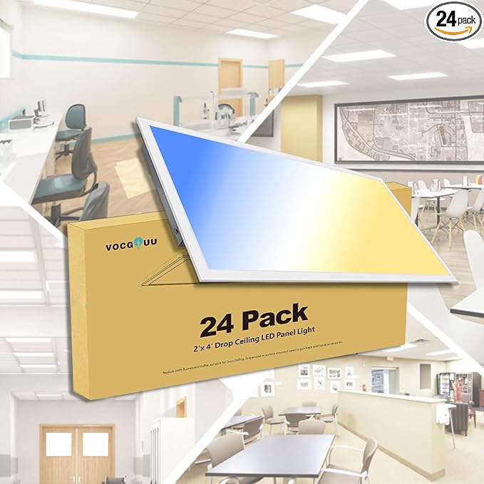 VocgoUU 24-Pack 2x4 LED Flat Panel Light Drop Ceiling Fixture, 3CCT Selectable by VocgoUULighting