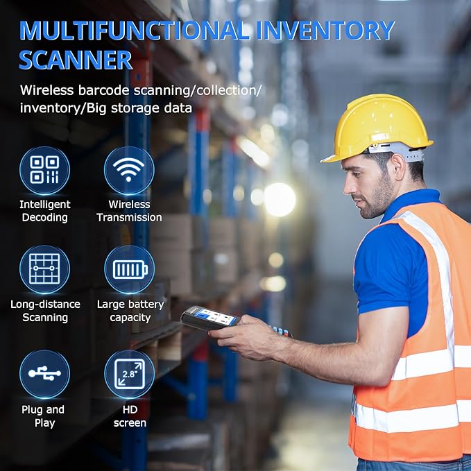 1D 2D Barcode Scanner Wireless, JRHC Portable Inventory Scanner & Data - Image 2