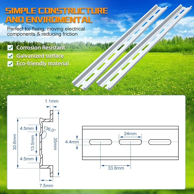 VAMRONE 20 Piece Aluminum DIN Rails, 4 Inches Long, 35mm Wide, 7.5mm High - Image 4