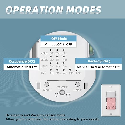 ECOELER PIR Motion Sensor Light Switch, Occupancy Motion Detector Wall Switch - Image 3
