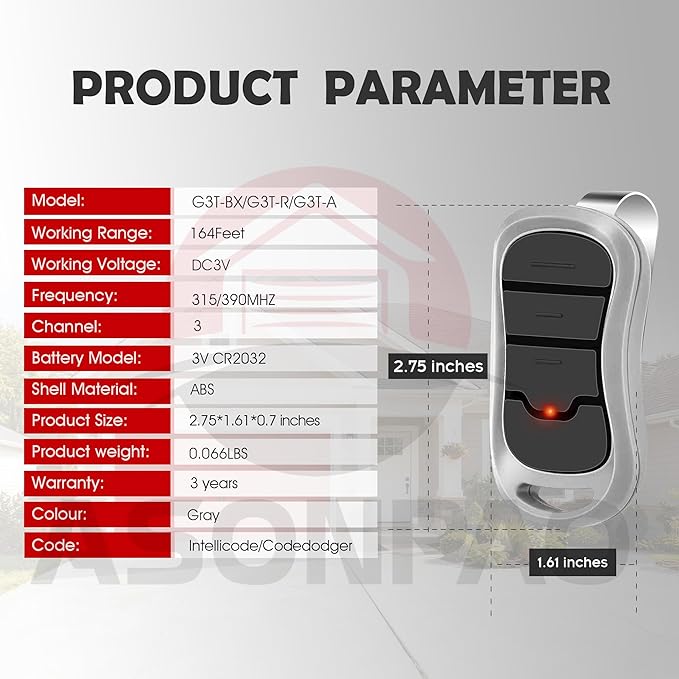 3X Genie Garage Door Opener Remote G3T-A G3T-R G3T-BX - Image 7
