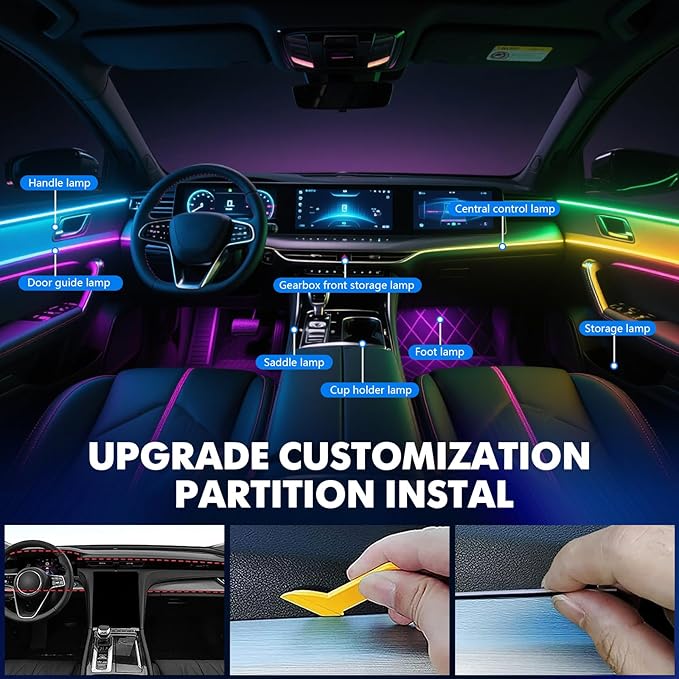 2026 Upgraded Car Ambient Lighting Kits Dreamcolor Acrylic Interior Car LED - Image 8