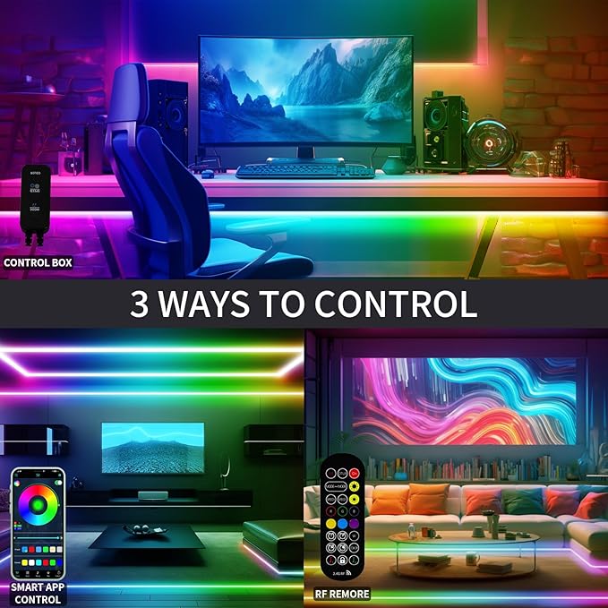 BUNACET 40ft COB RGB+IC LED Strip Lights, Bright Dream Color COB LED Light Strip - Image 4
