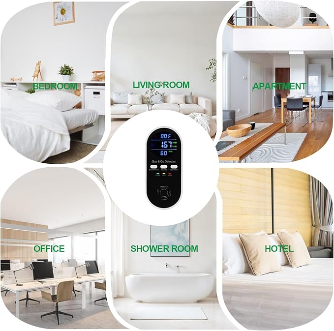 5-in-1 Carbon Monoxide Detector & Natural Gas Leak Alarm, AC-Plug-in CO Alarm & - Image 7