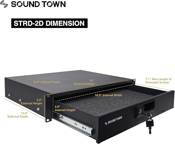 Sound Town High-Quality 1/2” Plywood 8U PA DJ Pro Audio Rack/Road ATA Case - Image 6